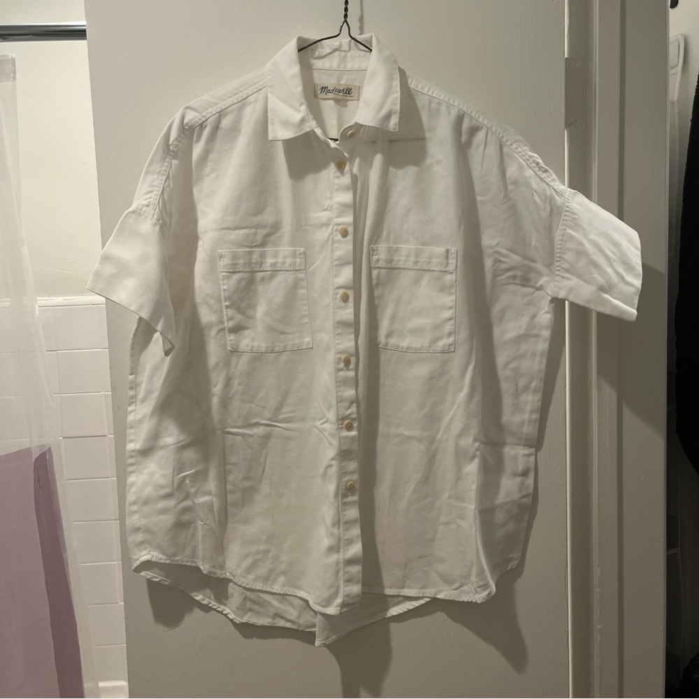 Madewell white shirt-sleeve button-up shirt